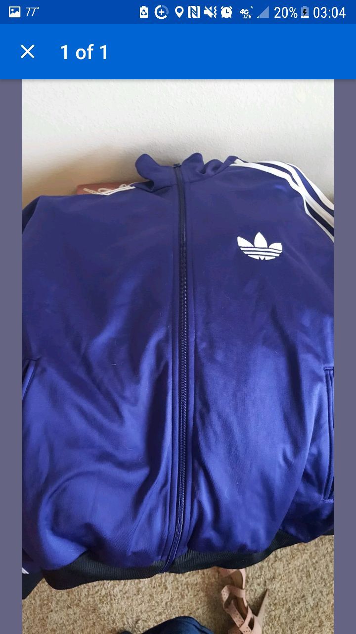 Purple Adidas medium mens track jacket