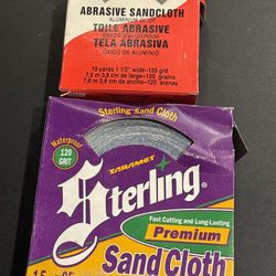 Oatley & Sterling Abrasive Sand Cloth. Both rolls near full. 120 grit 1.5” wide.
