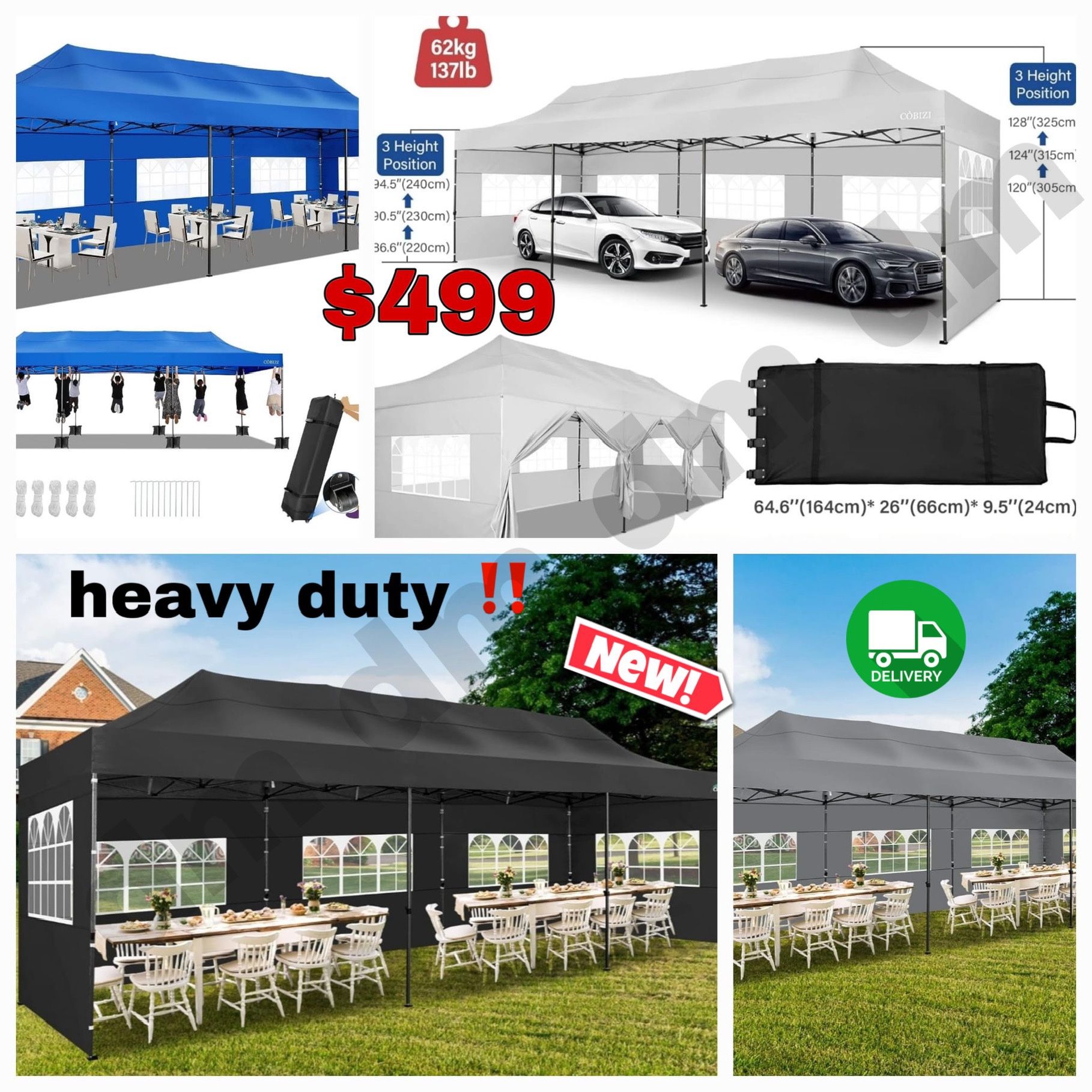 COBIZI 10x30 Heavy Duty Pop up Canopy with 8 sidewalls Stable Wedding Outdoor Tents for Parties Canopy Pop Up Party Tent UPF 50+ Waterproof Commercial
