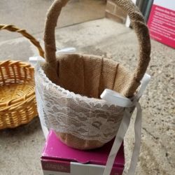 Burlap Lace Flower Girl Basket