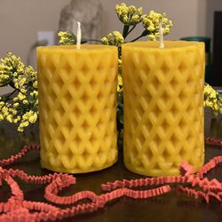 2 Adorable Beeswax Candle Handmade