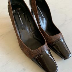 Sesto Meucci Pumps Brown Patent Leather Heels 6 1/2M