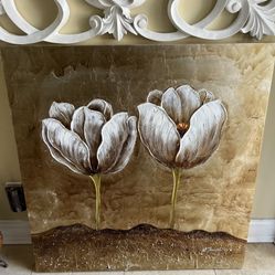 Textured floral art painting