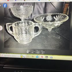 3 Lot Vintage Antique Clear Glass France Fruit Compote EAPG Footed Candy Dish Bowl Loving Cup