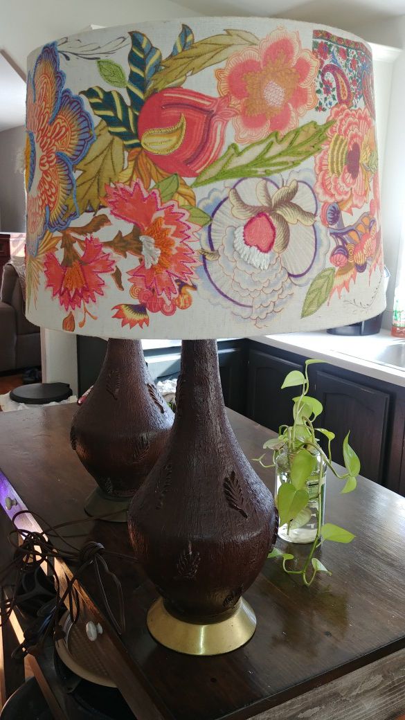 2-Old lamps with one cute lamp shade