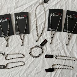 Vieste Navy blue and crystal clear diamond necklace and bracelet sets wedding, costume jewelry