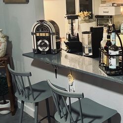 New Bar Stool Chairs  In Grey Metal - Set Of 2