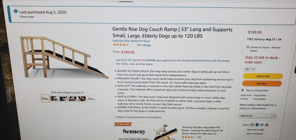 Dog Bed Ramp New In Box Gentle Rise Brand Dog Couch Ramp 53 Inch Long 