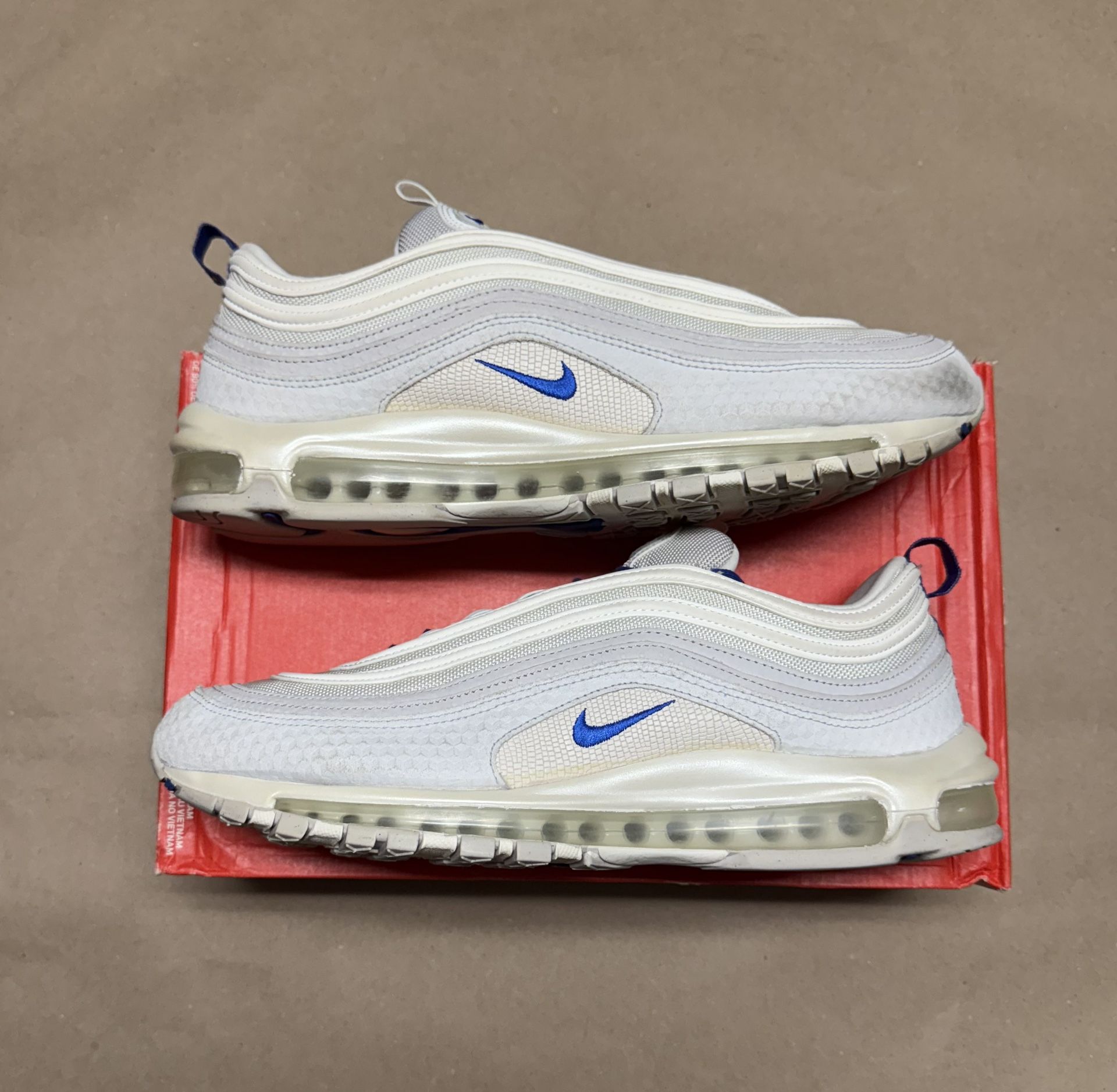 Nike Air Max 97 Platinum Racer Blue size 14 men's running shoes Rare!