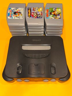 Nintendo 64 Black Console N64 w/Accessories + 18 RARE Game Cartridges FLAW READ