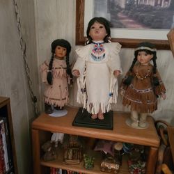 Three Native American Porcelain Dolls