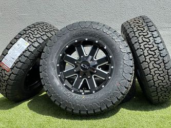 NEW ION 2025 18” GMC Sierra 2500 Wheels Sierra 3500 rims Black A/T tires 8x180 Chevy Silverado AT4