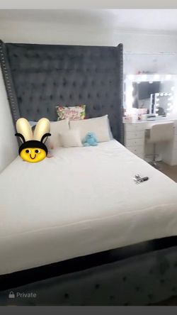Grey queen Bed frame