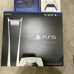 Sony Ps5  PlayStation 5 Digital Version Bundle W/ Headset, Extra Controller Brand New Sealed 