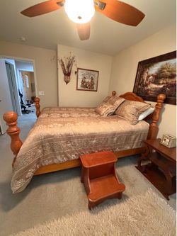 Queen Wooden bed frame with high quality Mattress, Box springs and Bedding