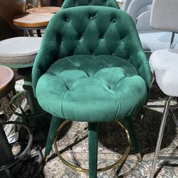 Counter Height Bar Stools Set of 2, Velvet Tufted 26 inch Bar Stools with Back, Barstools for Kitchen