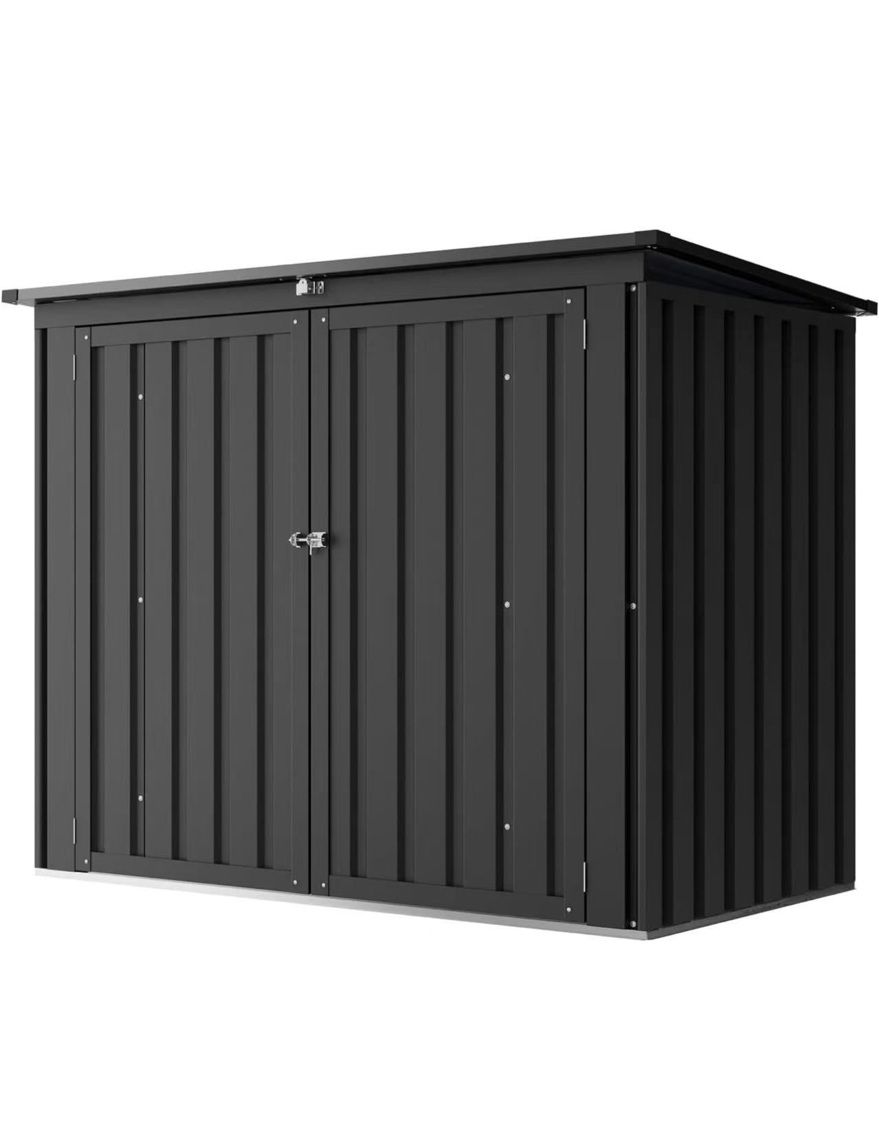 46 Cu. Ft Metal Storage Shed, Outdoor Trash Can Storage Shed, Waterproof Garbage Can Organizer with Chain Lid for Patio, Garden, Backyard, Dark Grey $