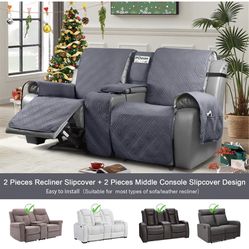 TAOCOCO Loveseat Recliner Cover with Console, Non-Slip Pet Cover for Dual Loveseat Recliner, Split Reclining Loveseat Cover Recliner Furniture Protect
