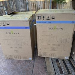  Pike & Main Veneto Extendable Wood Dining Table and 6 Chairs, a 7-piece dining set.   Table has scratches from the Shipping. I never used it, but the