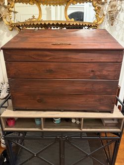 Large Rustic Wood Storage Chest Trunk