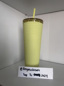 Starbucks Meadow Yellow Grid Soft Touch Venti 24oz