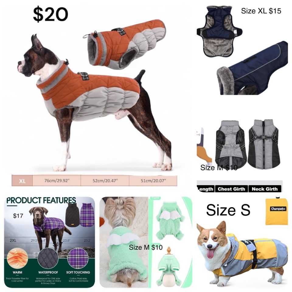 Waterproof Fleece-Lined Dog Winter Ski Vest with Harness Warm Dog Coats