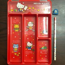 Sanrio Hello Kitty 1976 stationary tray organizer and never been used pencil and 1977 blue paperclip