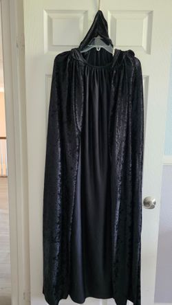 Halloween Adult Black  hooded cape