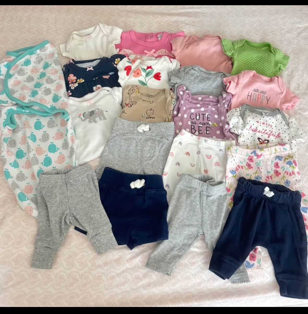 Baby Girl Newborn Clothes And Swaddle