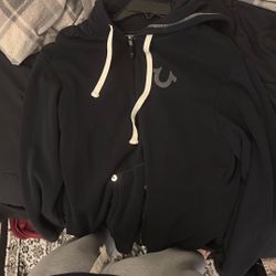 True Religion Zip Up Hoodie Black 