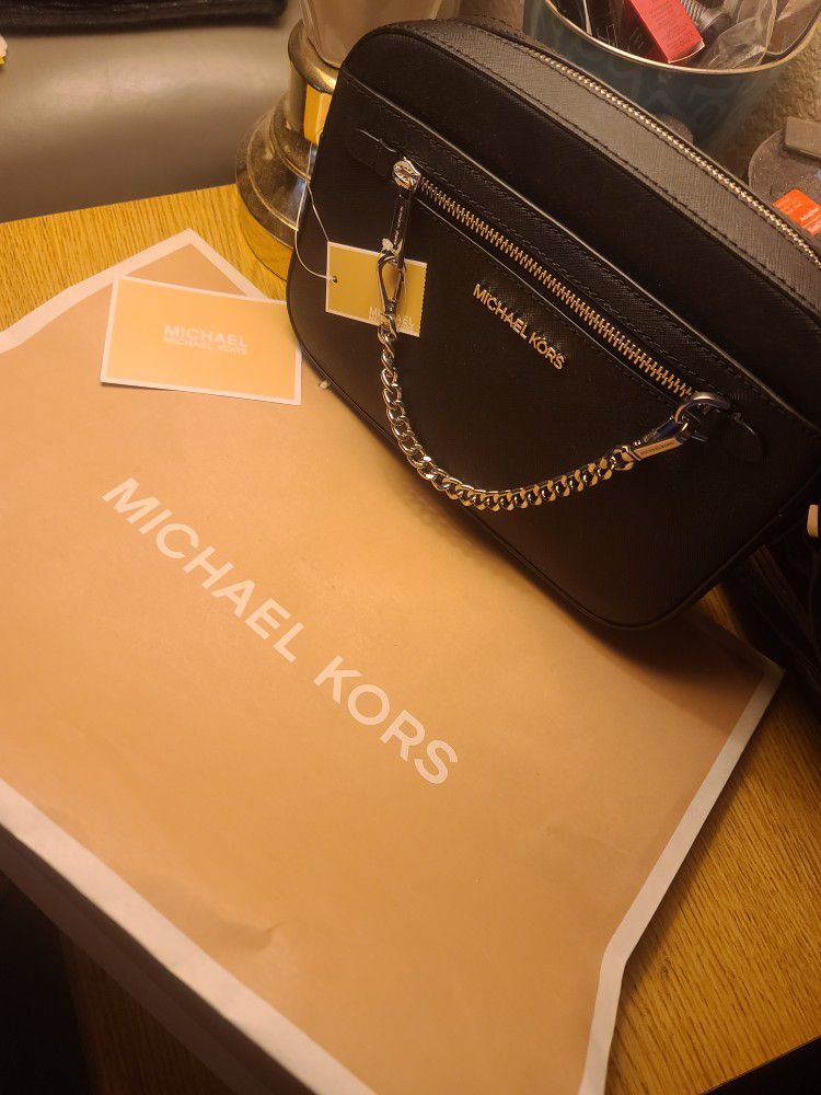 Michael Kors Jet Set Large Saffiano Leather Crossbody Bag Jet Black Set | Large