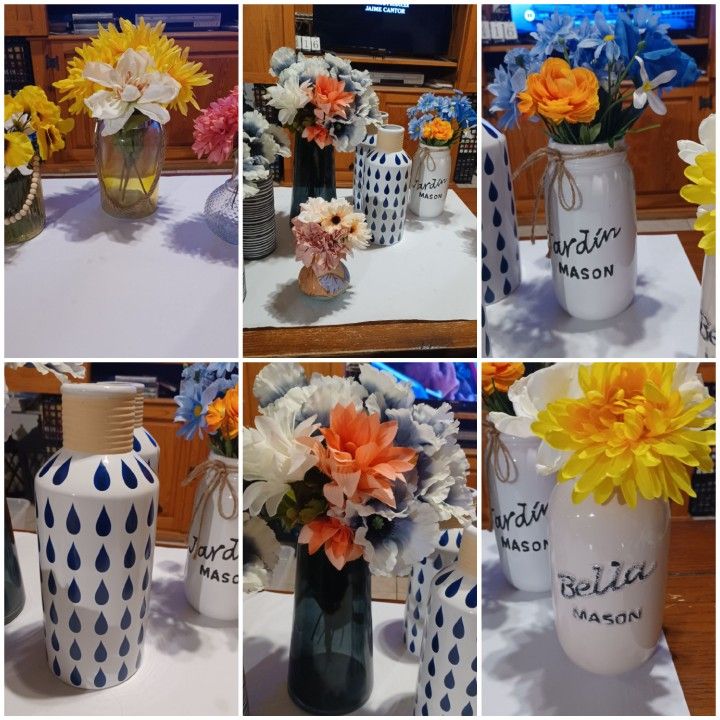 New Vases and Flowers. Home decor New with tags. Several styles and sizes $5 each