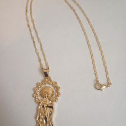Golden Virgin Mary Necklace 18.9"