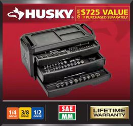 Husky 280-Piece SAE/Metric Mechanics Tool Set with Tool Box