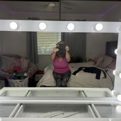 mirrored vanity white