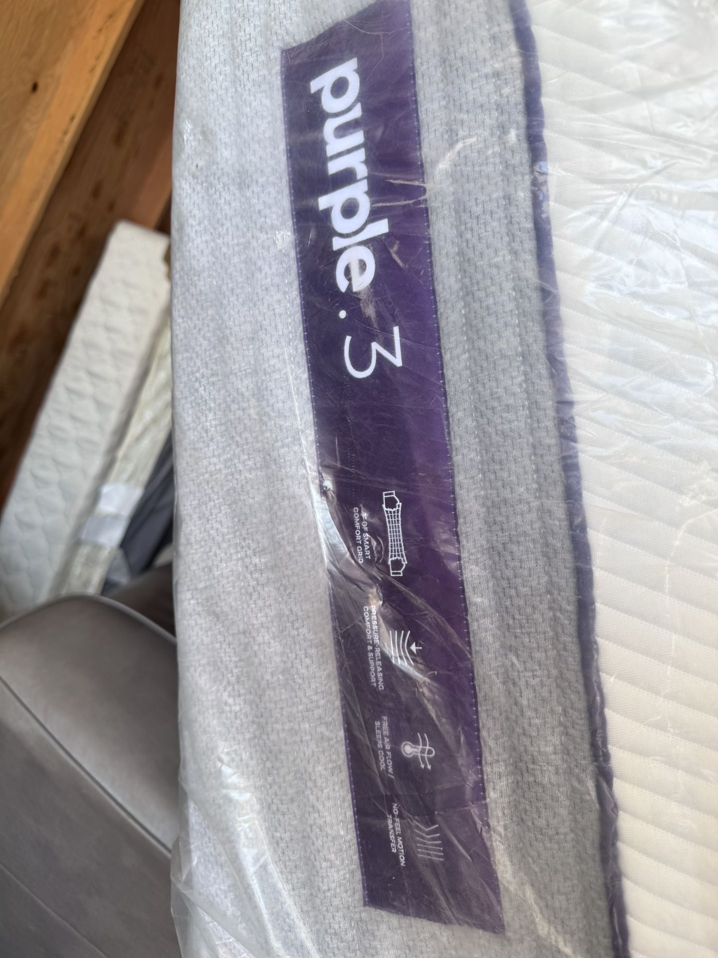 Cal king Purple 3 Mattress W/ Upholstered Bed Frame