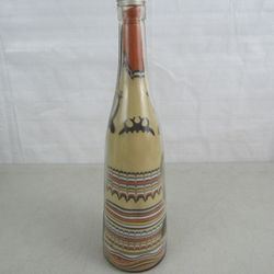 African Tribal Sand Art In Glass Bottle 13" Tall

