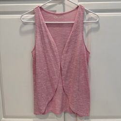 Mudd Girls 14 Cardigan Vest Pink Heather Sleeveless Tunic Draped Open Front