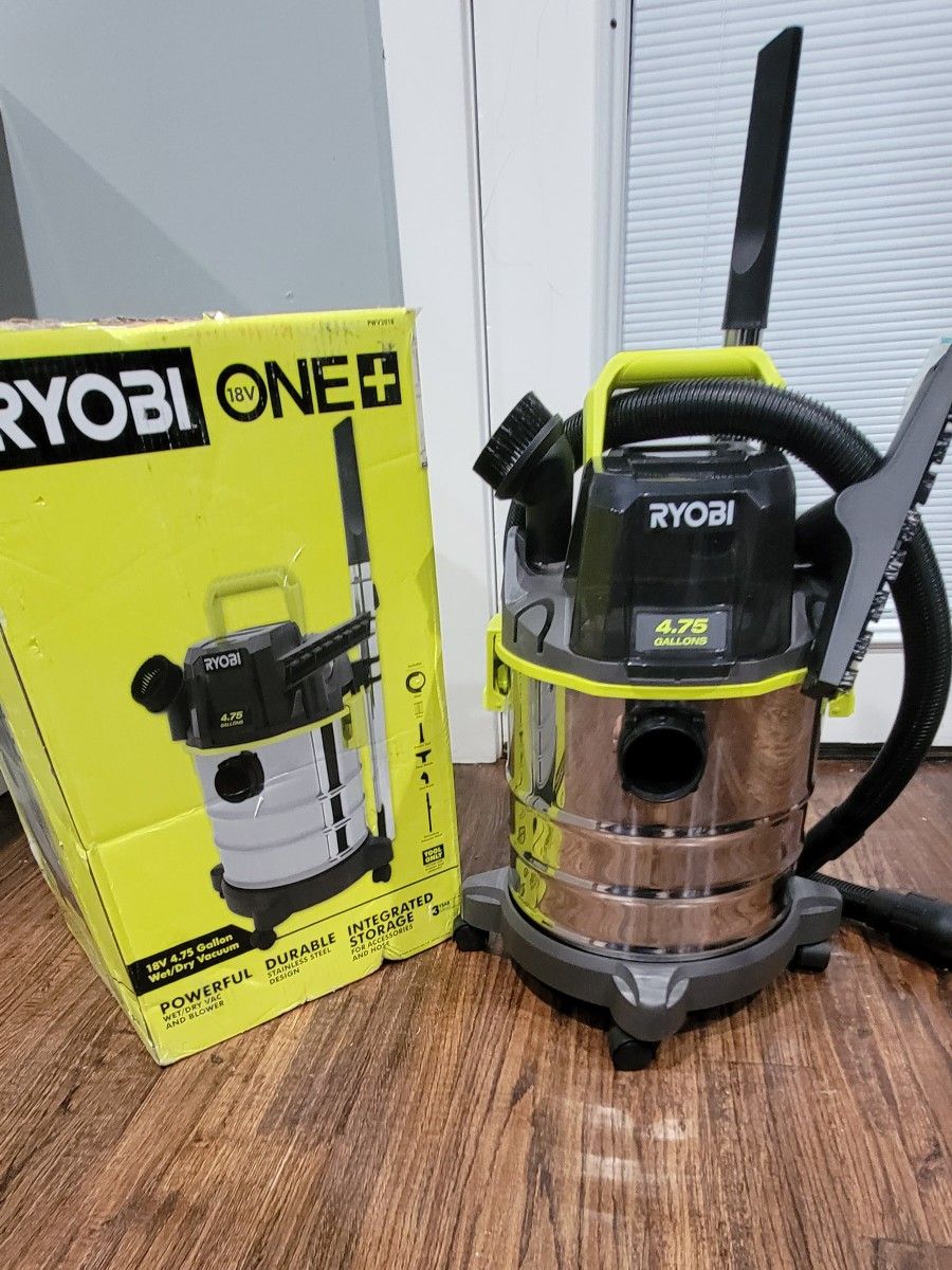 Ryobi Vacuum RYOBI 18V ONE+ 4.75 Gallon Wet/Dry Vacuum - Cordless Shop ...