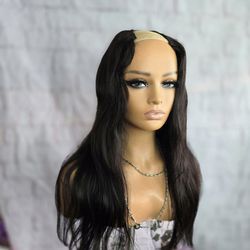 24" human hair U-wig  natural black  hair extensions