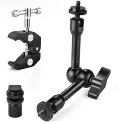 UTEBIT 9" Magic Arm Clamp Mount Kit, 360° Ball Heads with ARRI 1/4" & 3/8" Thread Screw, Camera Mount Adjustable Friction Arm w Super Clamp for DSLRs,