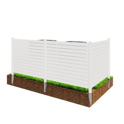 EROMMY Outdoor Privacy Fence, 48in H X 48in W Air Conditioner Fence，No Dig Trash Can Fence, 3 Fence Panels Pool Equipment Enclosure, Horizontal PVC Pr