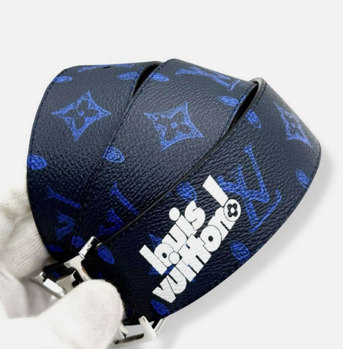 Louis Vuitton Men's Monogram Reversible Belt Navy Leather