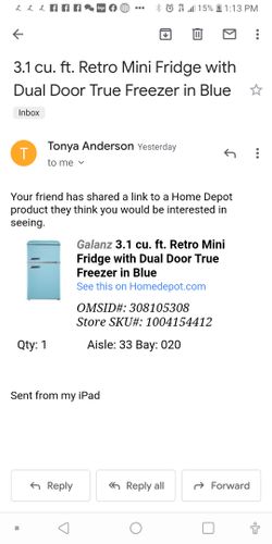 Galanz 3.1 cu ft mini frig