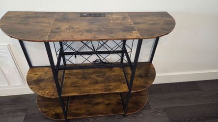 Bar Table with Wine Rack and Power Outlets