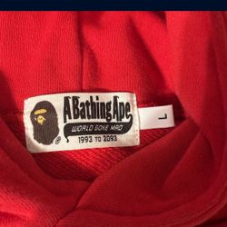 Bape Hoodie, Red, Large 