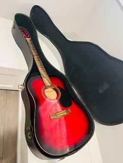 Red Sunburst Acoustic Guitar + Case