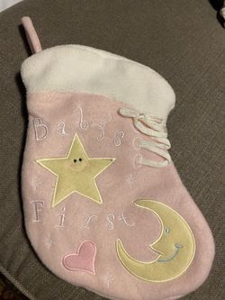 Baby girls first Christmas stocking