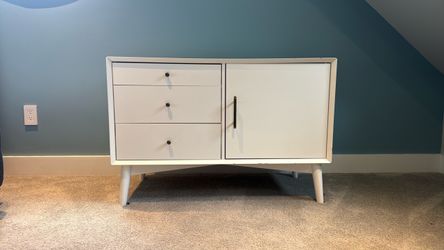 White Mid-Century Modern Storage or TV Cabinet