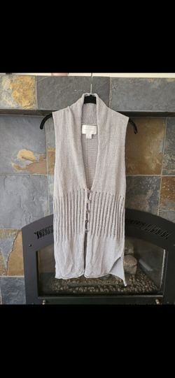 Brochu Walker Linen Long sleeveless cardigan grey sweater women's medium
EUC MSRP $295